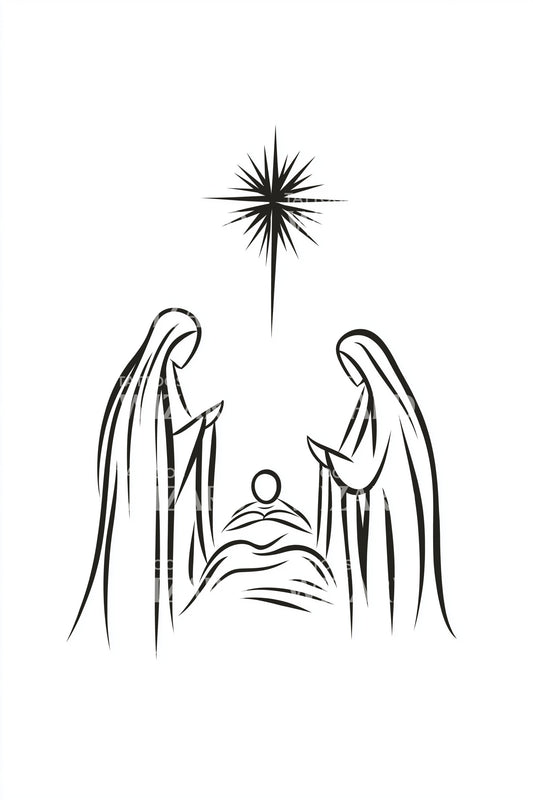 Angel Wings Nativity Tattoo Illustration