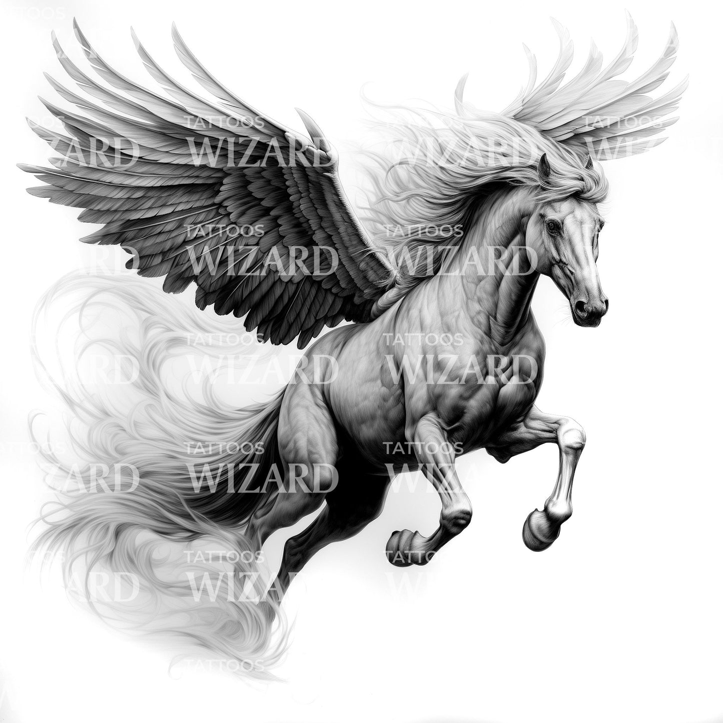 Angelic Runnnig Horse Tattoo Design