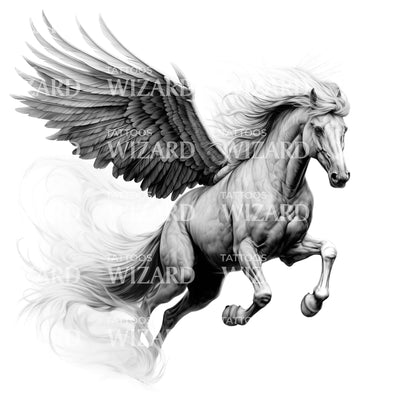 Angelic Runnnig Horse Tattoo Design