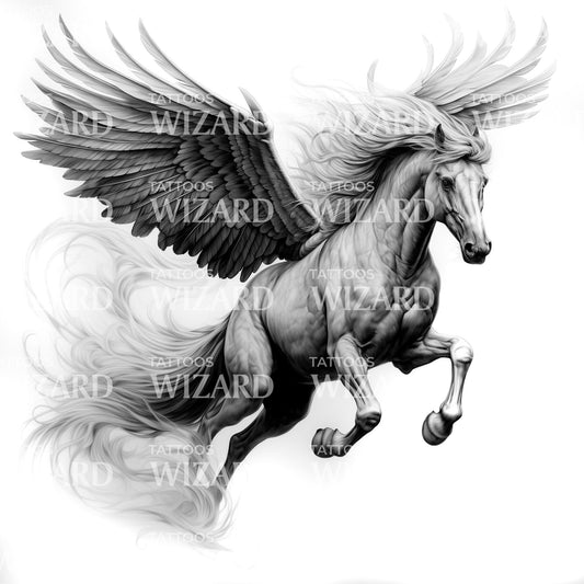 Angelic Runnnig Horse Tattoo Design