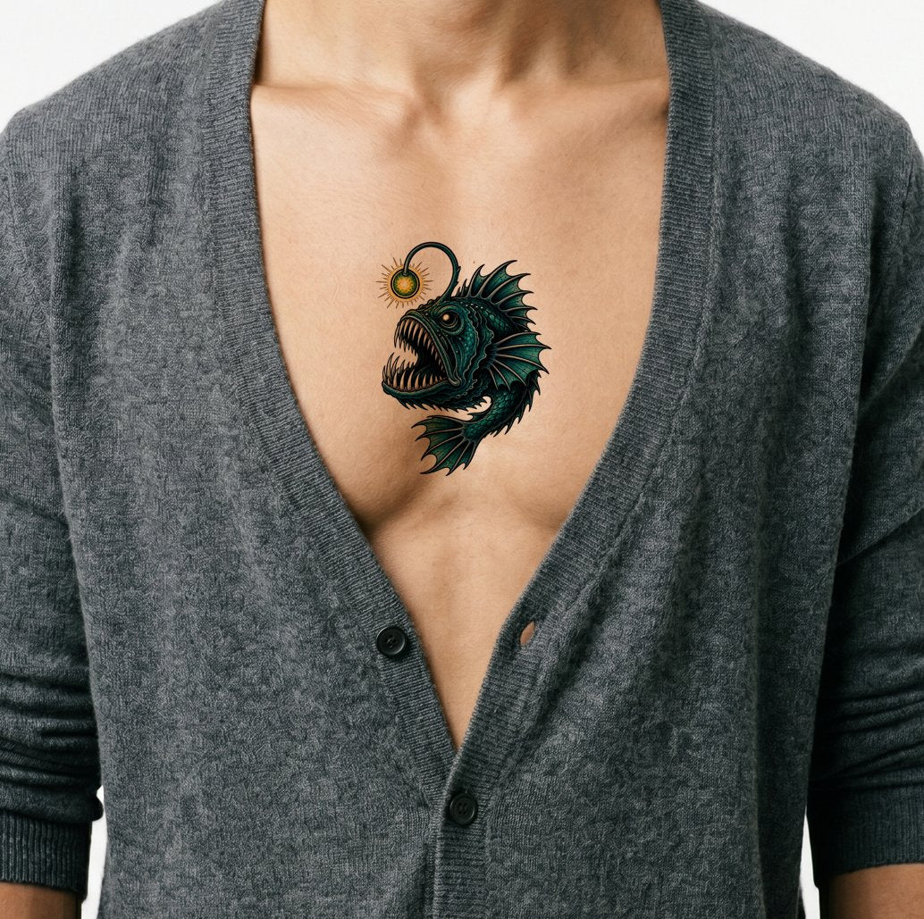 Neo Traditional Anglerfish Tattoo Design