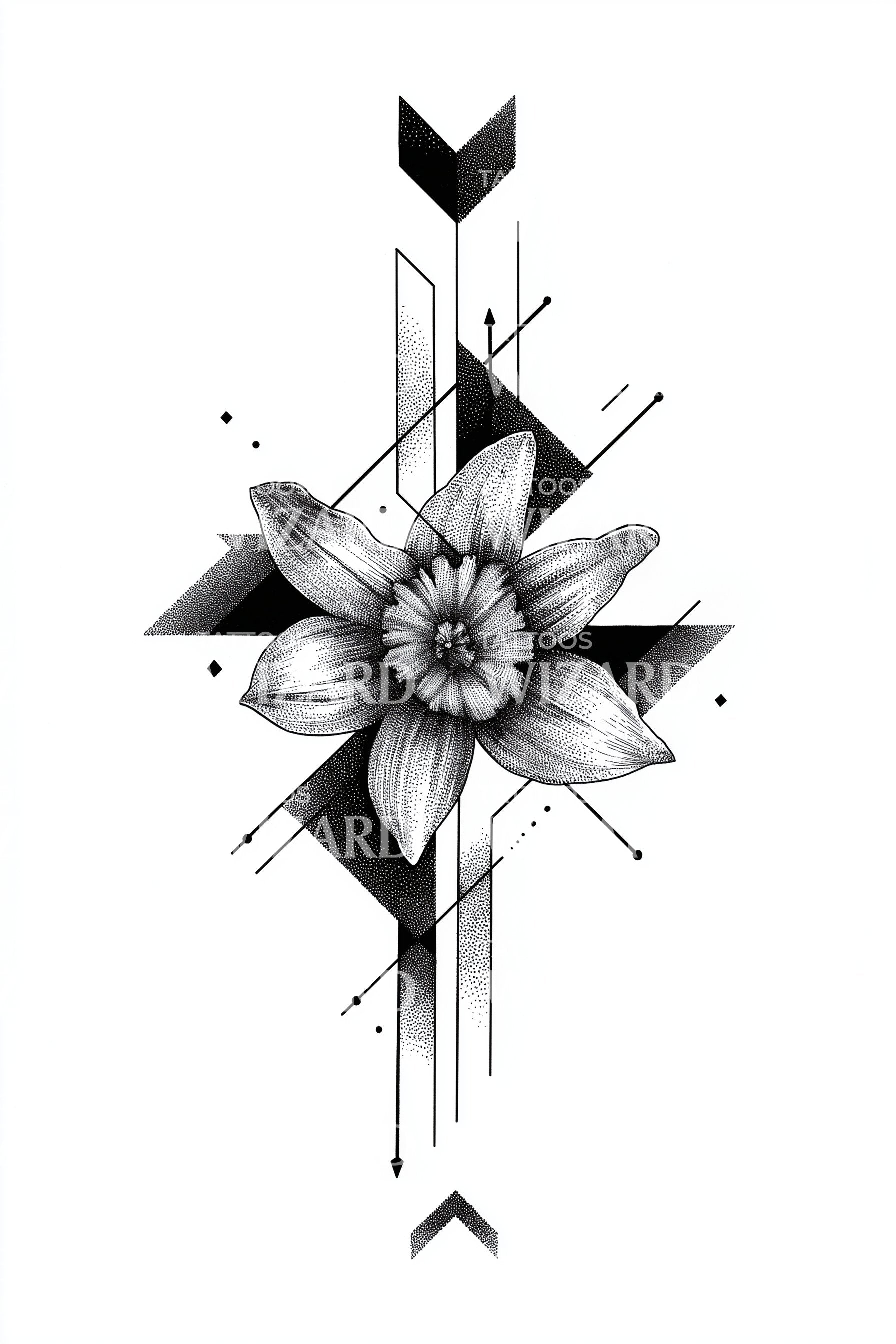 Angular Arrow Blossom Tattoo Design – Tattoos Wizard Designs