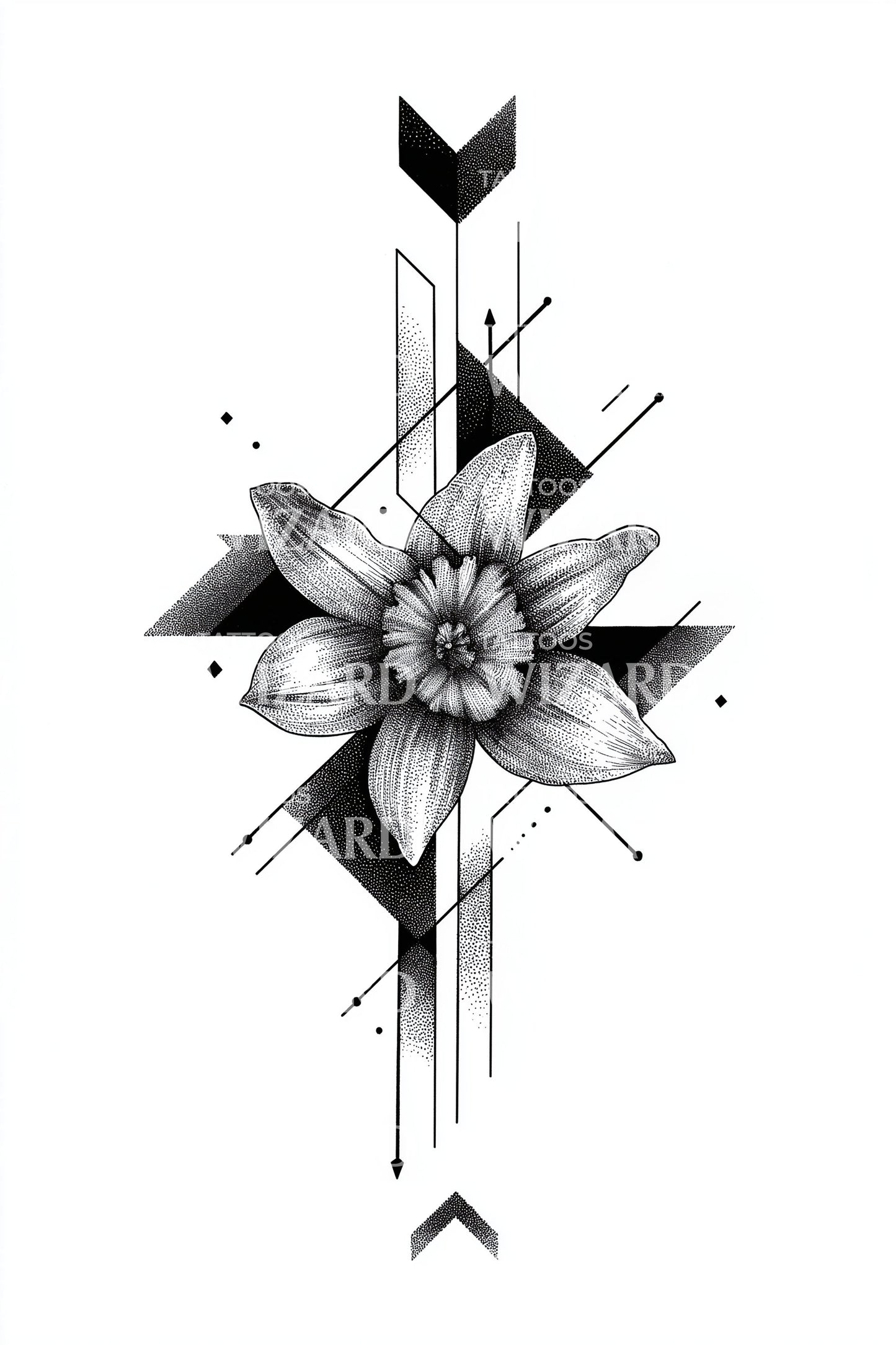 Angular Arrow Blossom Tattoo Design