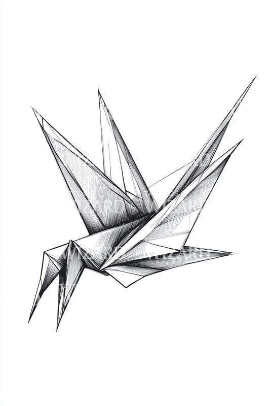 Angular Crane Geometry Tattoo Design