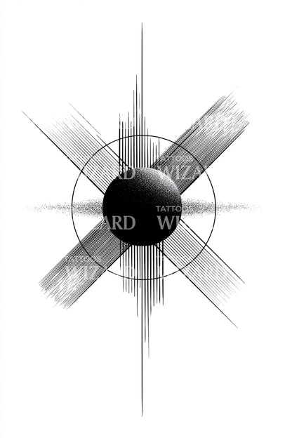 Angular Eclipse Shards Tattoo Design