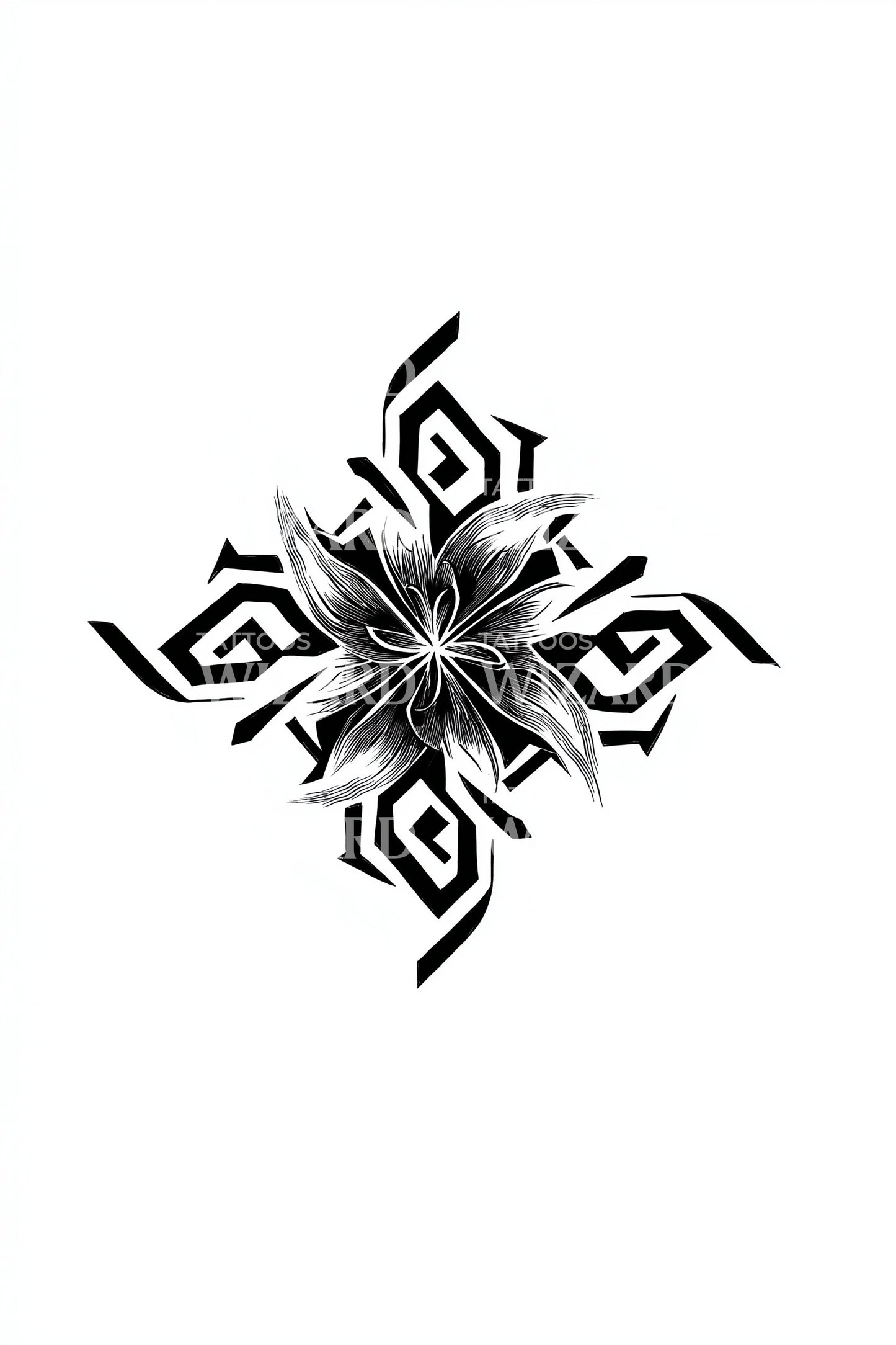 Angular Maze Star Tattoo Illustration