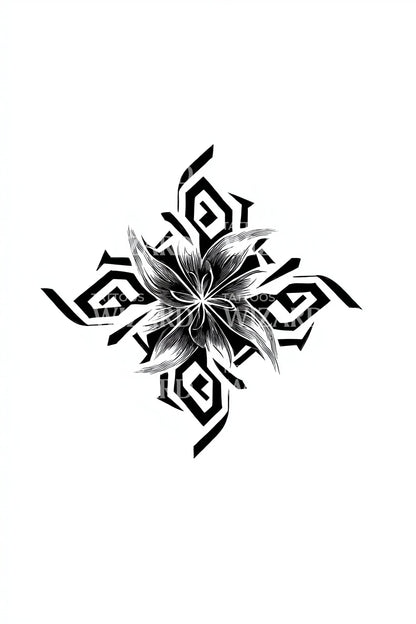 角度迷宫星星纹身插图