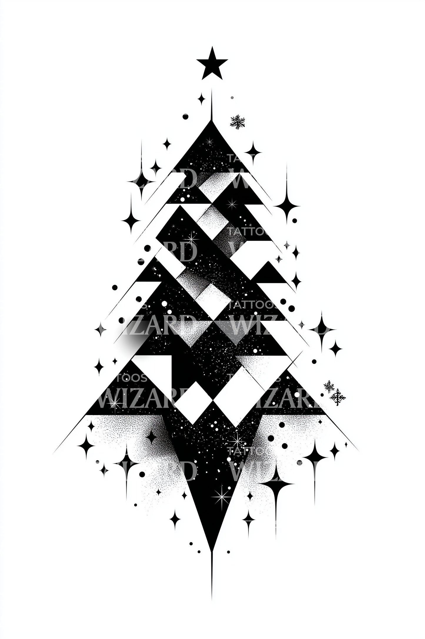 Angular Shattered Christmas Tree Tattoo Idea
