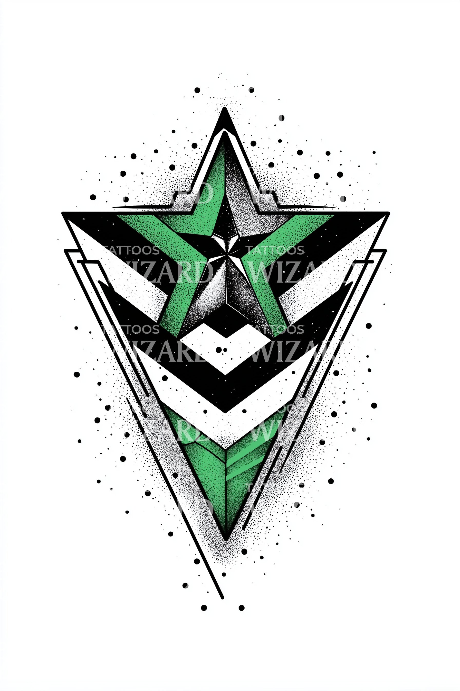 Angular Star Shield Tattoo Illustration – Tattoos Wizard Designs
