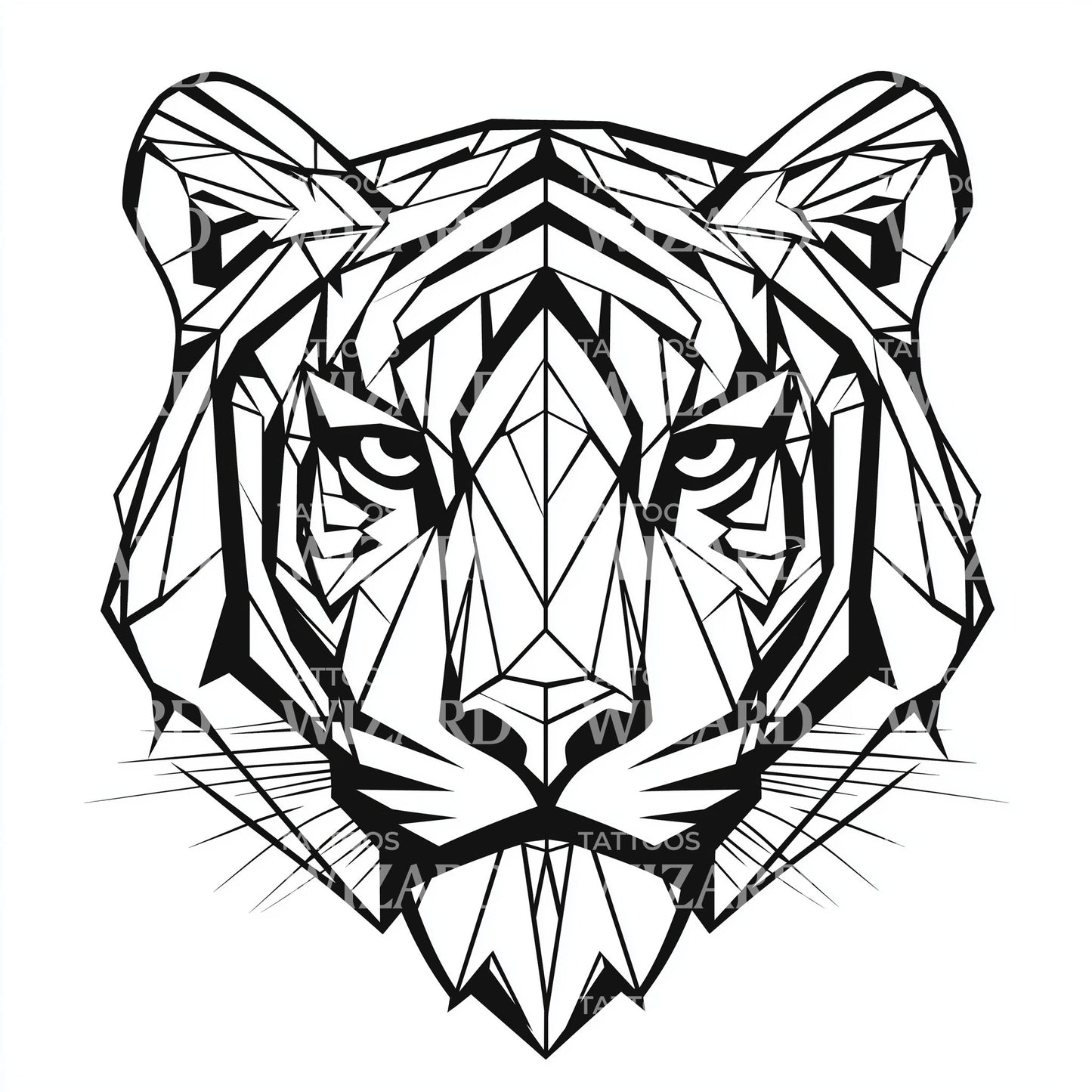 Angular Tiger Mask Tattoo Design
