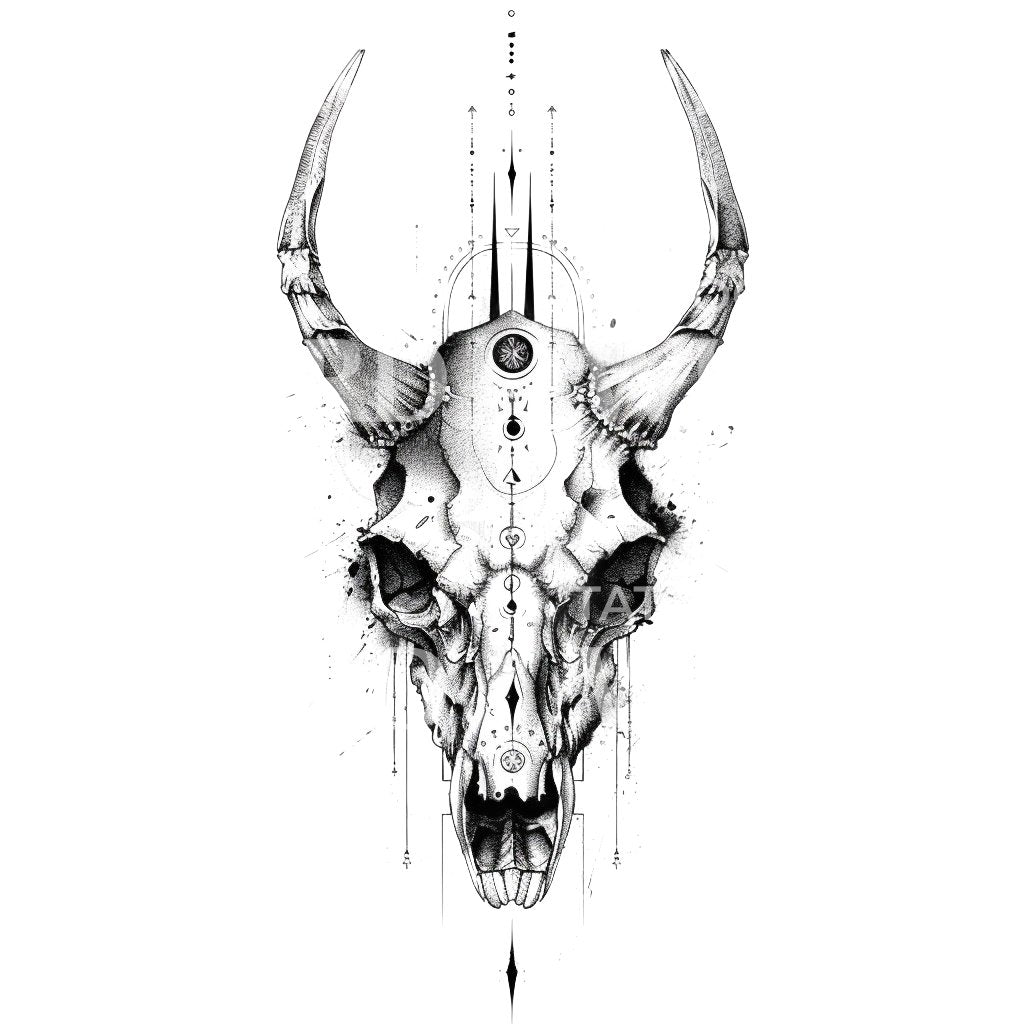 Animal Skull with Sacred Symbolism Tattoo Design