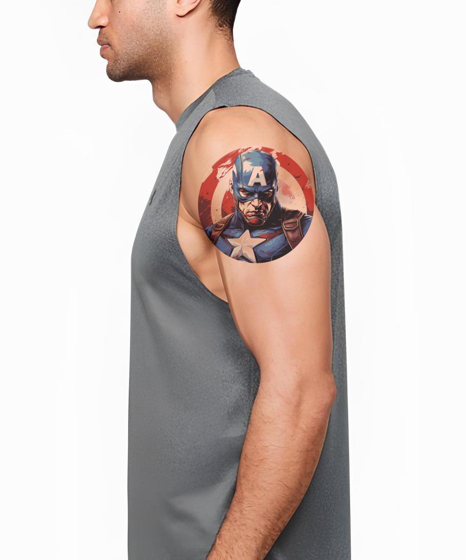 Design de Tatuagem Inspirado no Capitão América da Marvel