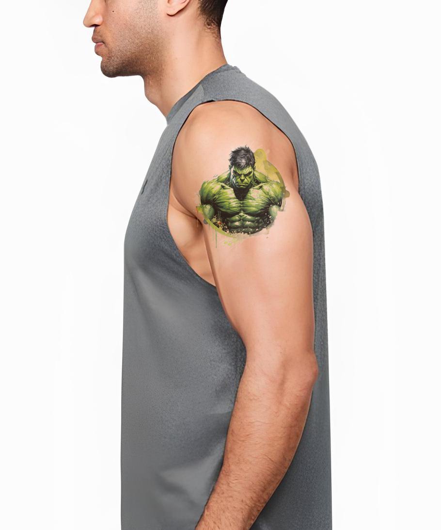 Diseño de tatuaje inspirado en Hulk de Marvel