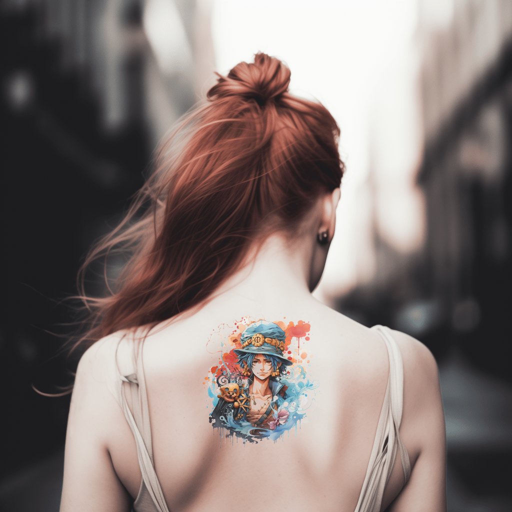 Conception de tatouage inspirée d’une seule pièce colorée