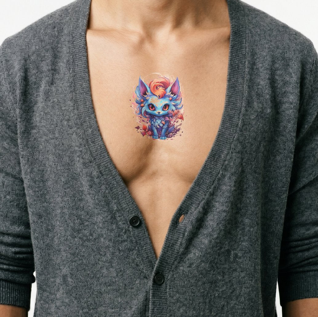 Conception de tatouage inspirée de Pokemon coloré mignon