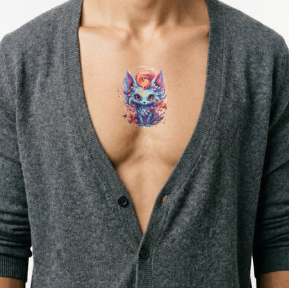 Conception de tatouage inspirée de Pokemon coloré mignon
