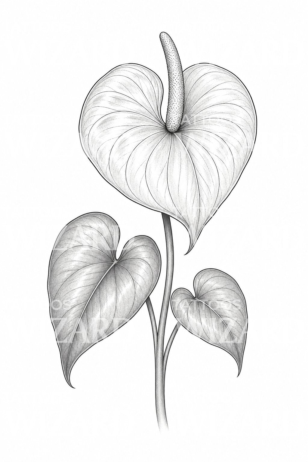 Anthurium Heart Flower Tattoo Design