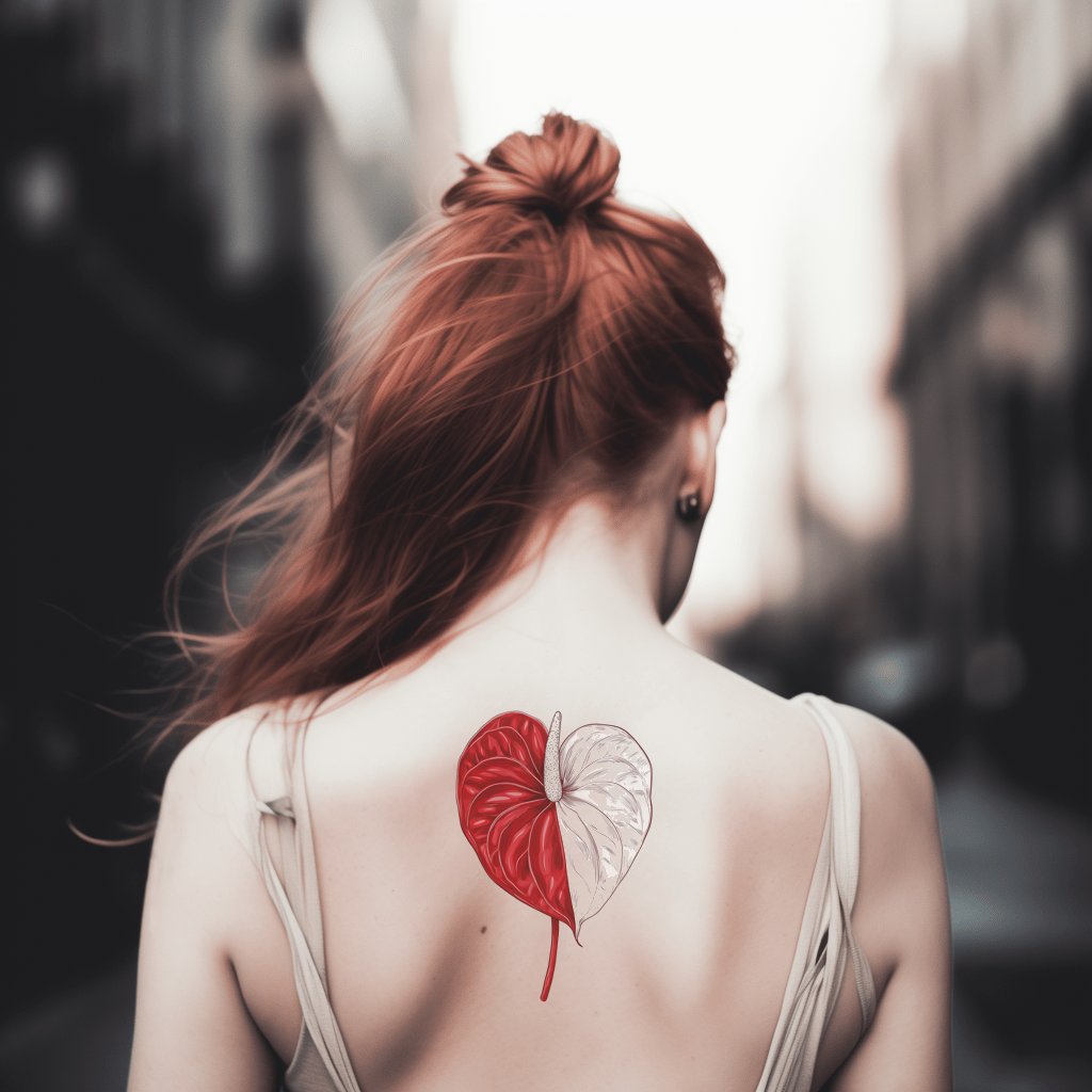 Scarlet Anthurium Leaf Tattoo Design