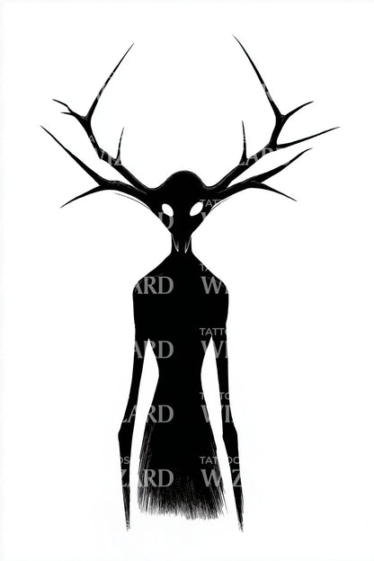 Antler Shadow Spirit Tattoo Design