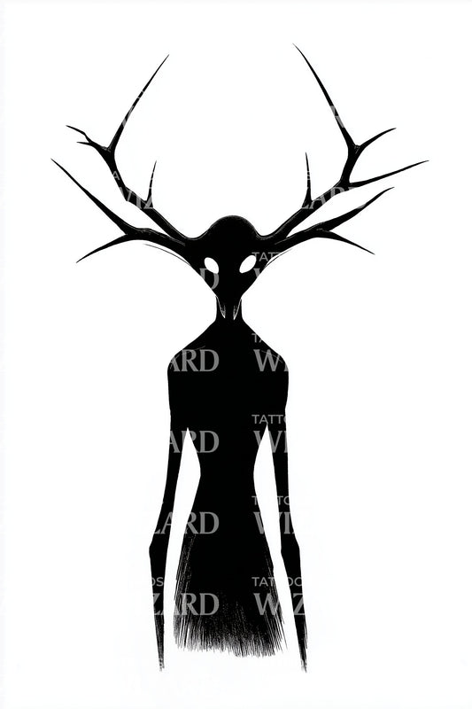 Antler Shadow Spirit Tattoo Design