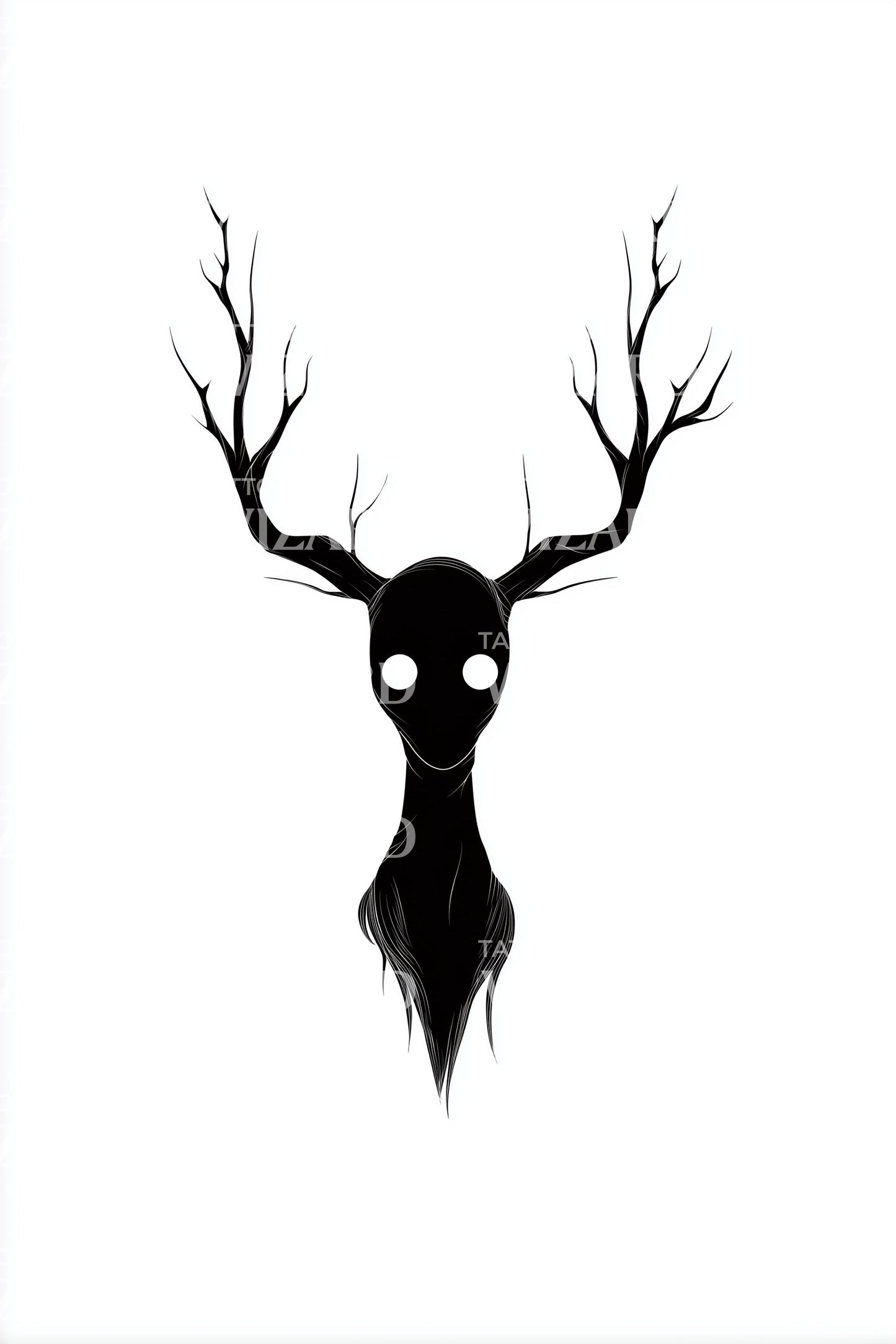 Illustrazione Tatuaggio Busto Teschio con Corna