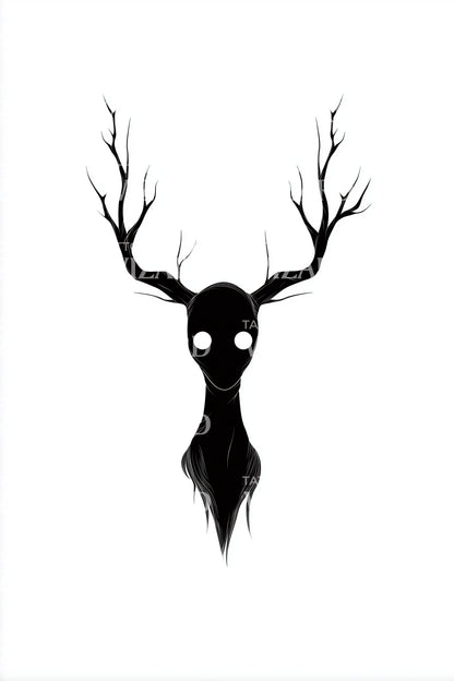 Illustrazione Tatuaggio Busto Teschio con Corna