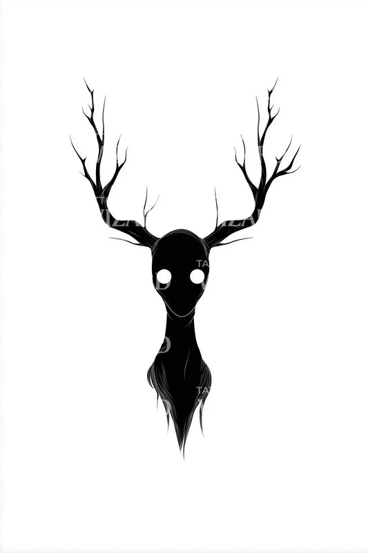 Illustrazione Tatuaggio Busto Teschio con Corna