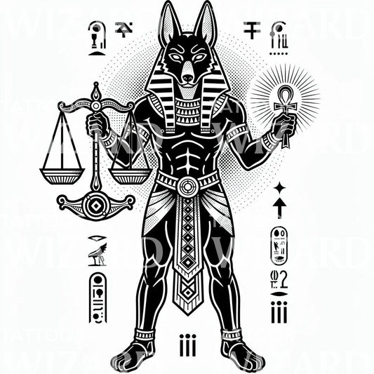 エジプト神アヌビスのタトゥーデザイン