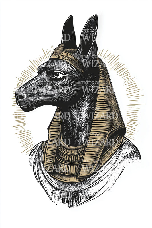 Anubis Jackal Deity Tattoo Illustration