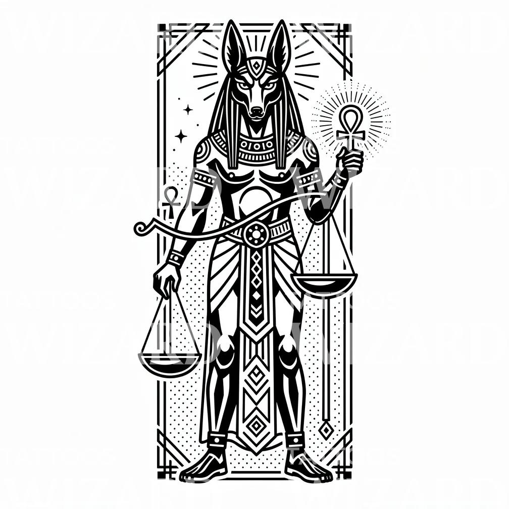 Anubis Scales of Justice Tattoo Design