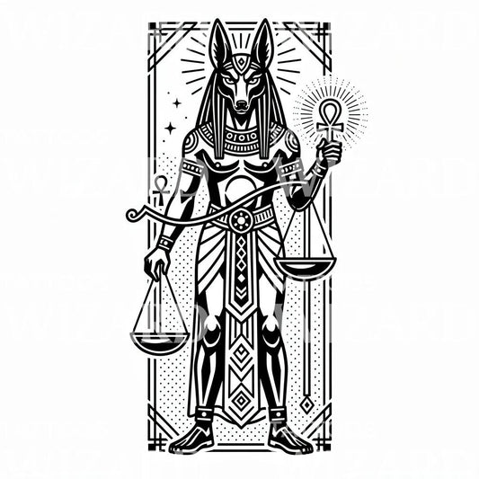 Anubis Scales of Justice Tattoo Design