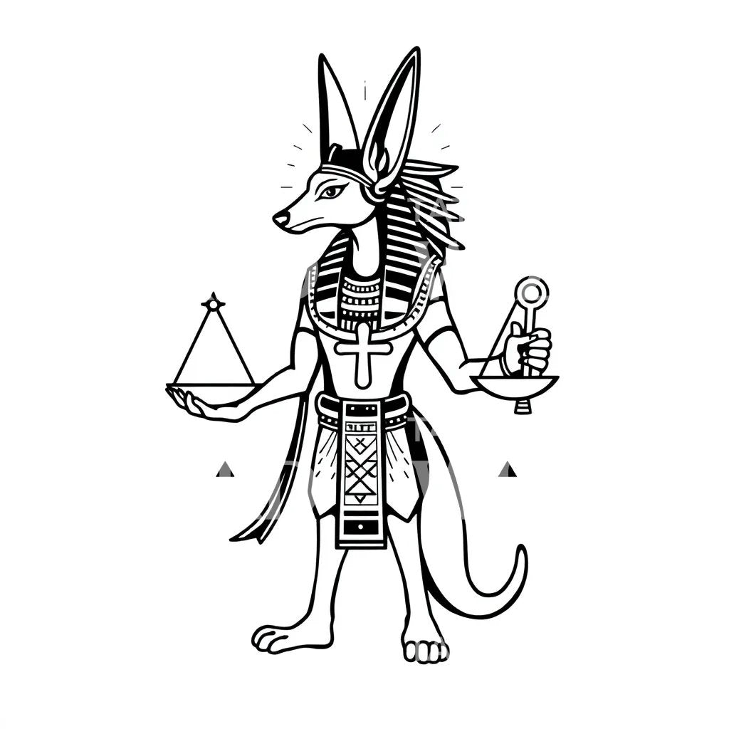 Ilustrasi Tato Timbangan Anubis