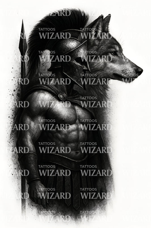 Anubis Spartan Warrior Tattoo Design