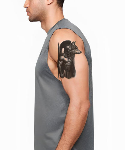 Diseño de tatuaje de guerrero espartano Anubis