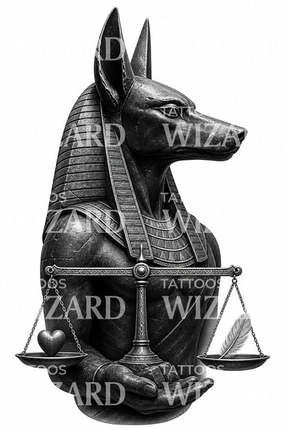 Anubis Weighing the Heart Tattoo Design
