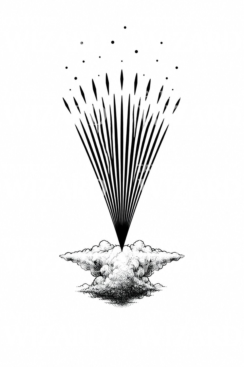 Anvil Cloud Upward Discharge Tattoo Illustration