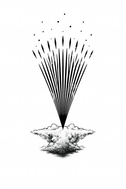 Anvil Cloud Upward Discharge Tattoo Illustration