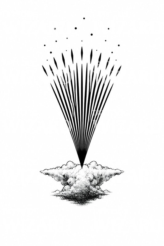 Anvil Cloud Upward Discharge Tattoo Illustration