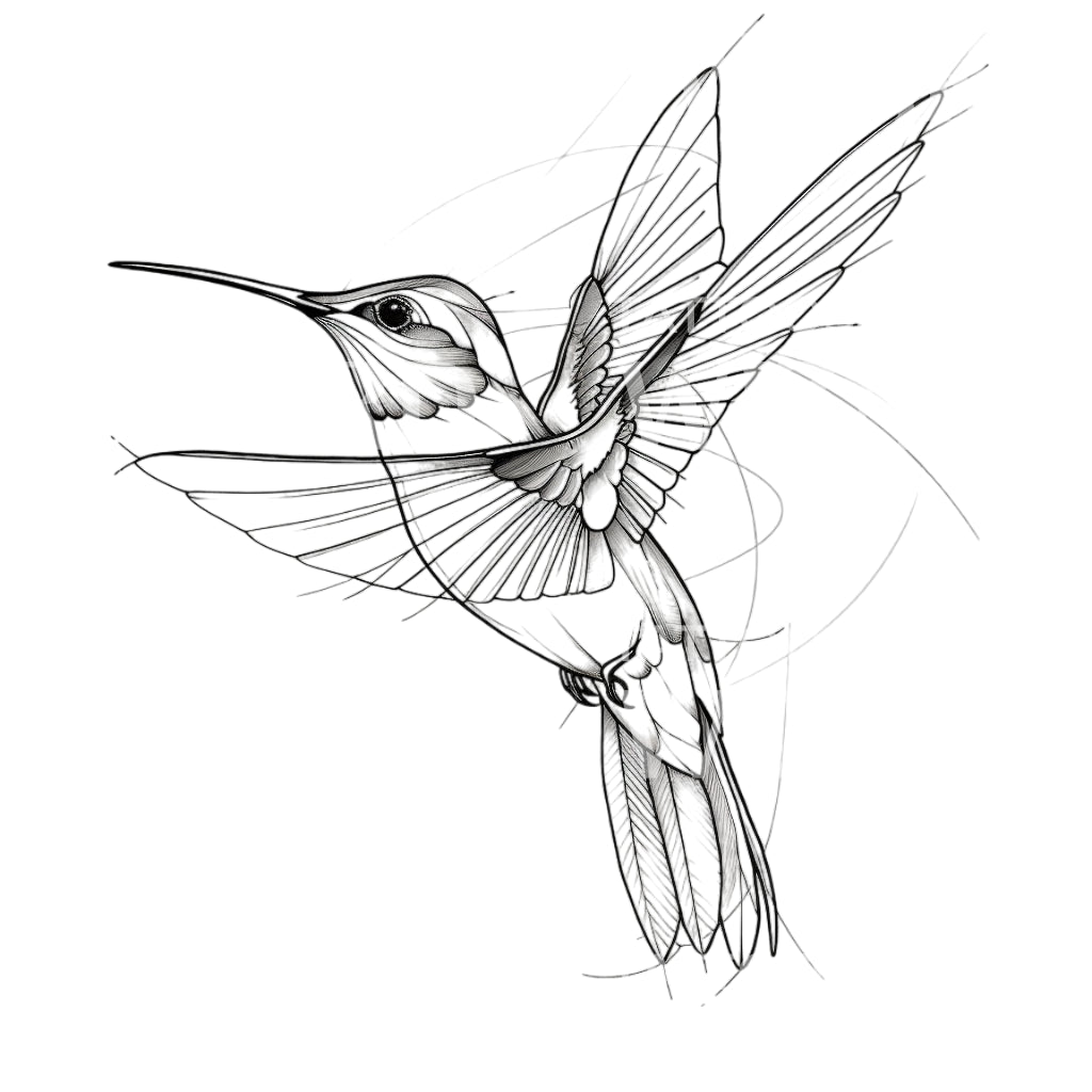 Conception de tatouage de colibri volant dans les airs