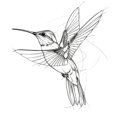 Flying Mid-Air Hummingbird Tattoo Design
