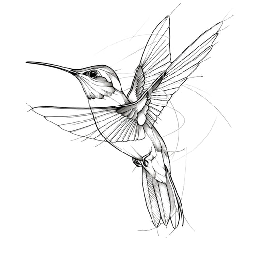 Flying Mid-Air Hummingbird Tattoo Design