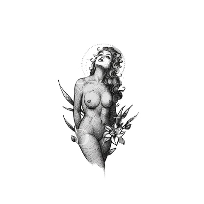 Aphrodite Mini Dotwork Tattoo Design