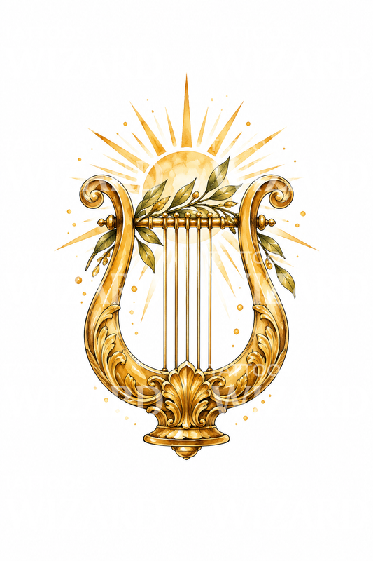 Apollo Golden Lyre with Laurel Tattoo Idea