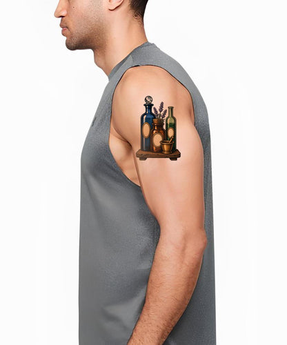 Apothecary Bottles and Mortar Tattoo Design