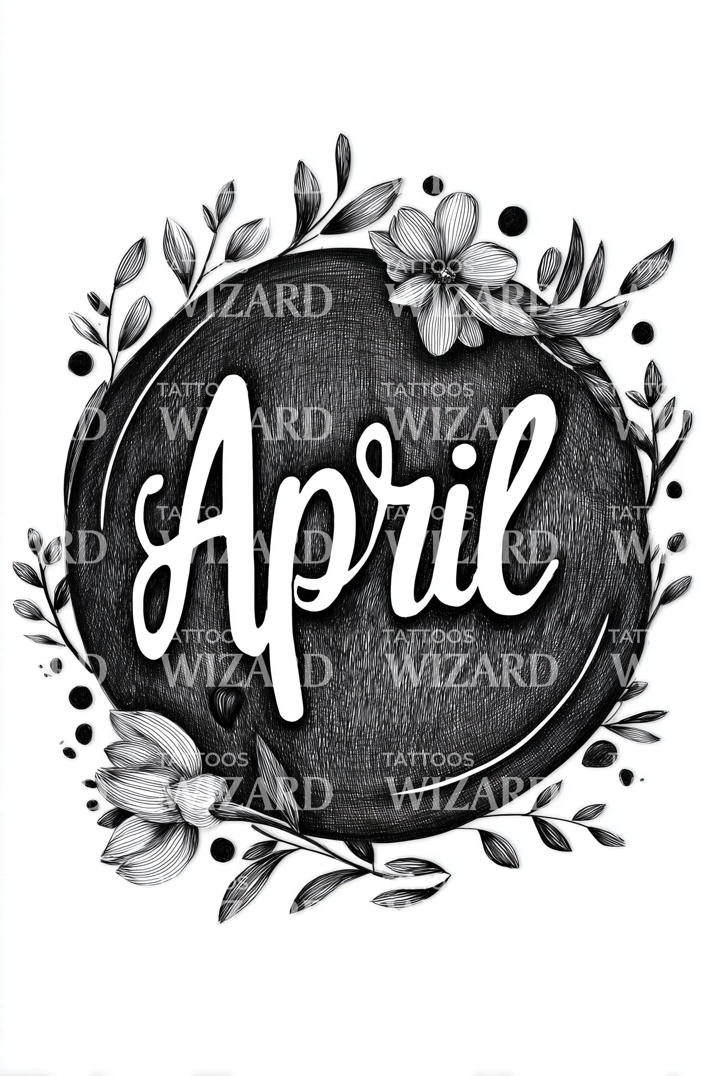 April Chalkboard Script Cameo Tattoo Design