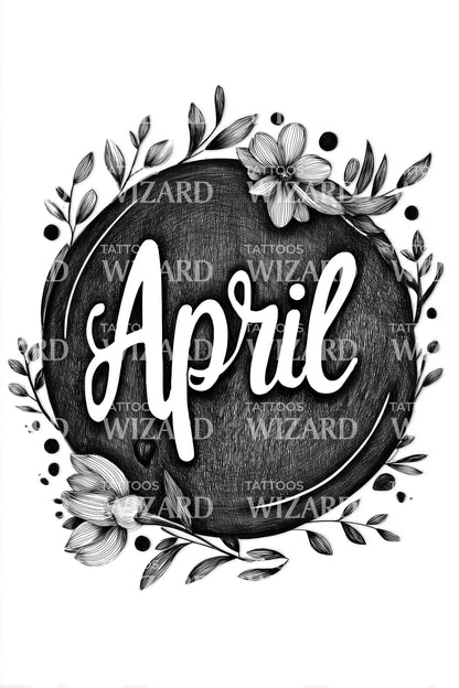 April Chalkboard Script Cameo Tattoo Design