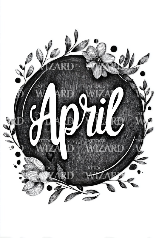 April Chalkboard Script Cameo Tattoo Design