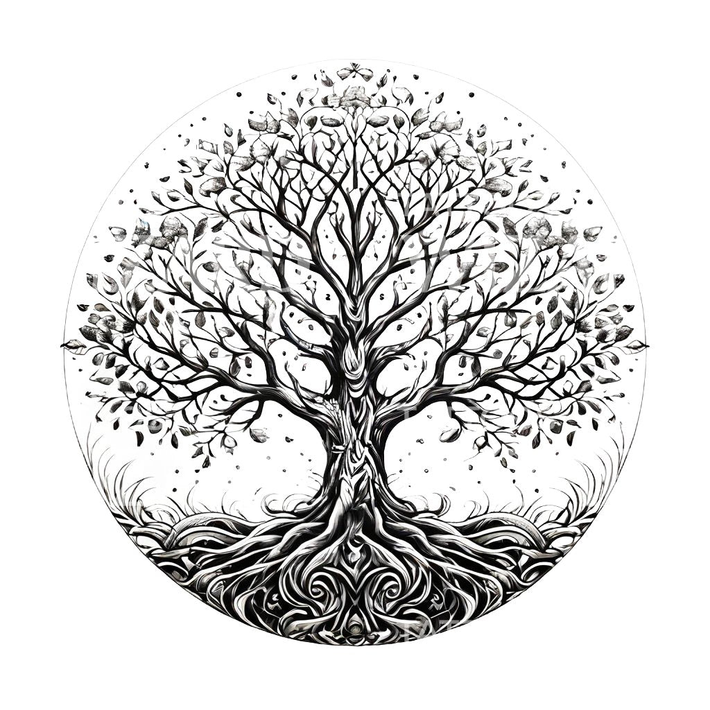 Dotwork-Baum des Lebens Tattoo-Design