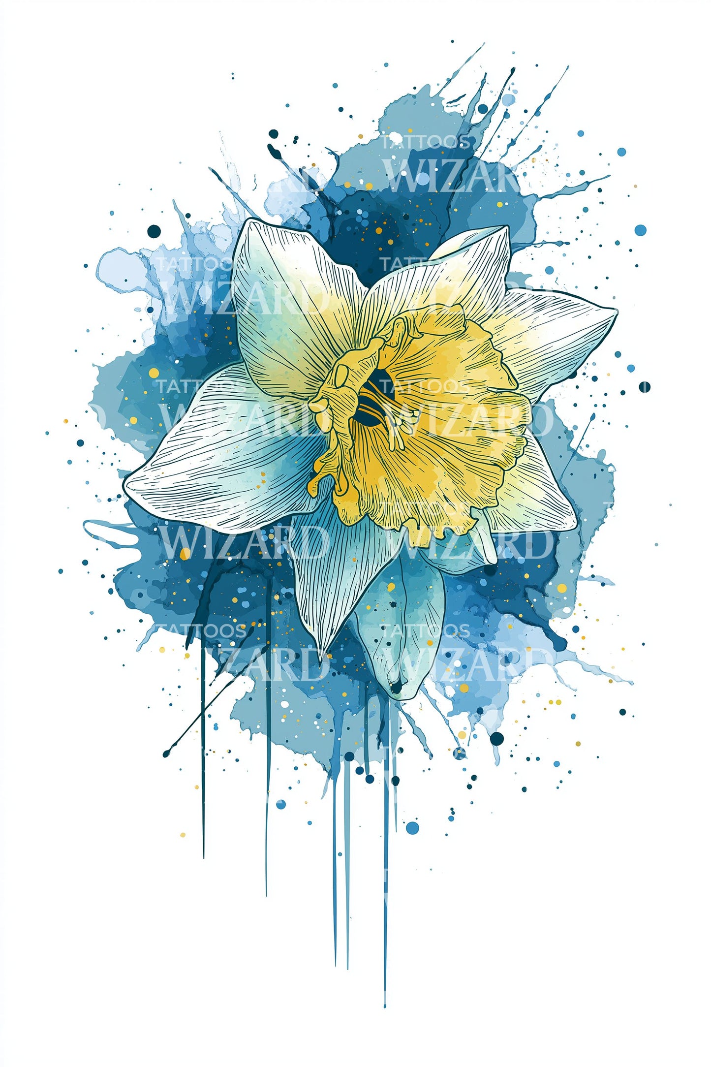 Design Tatuaggio Narciso Splash d'Acqua