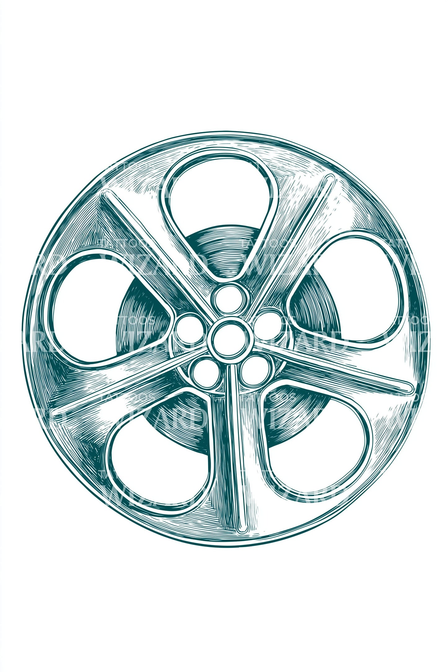 Aquamarine Film Reel Tattoo Illustration